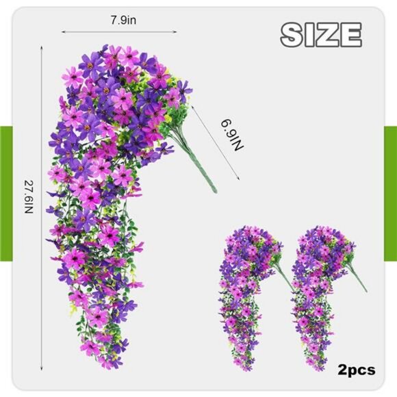 Artificial Hanging Flowers for Outdoor,2 PCS Faux Silk Flower Daisy Long Vines - Picture 2 of 8